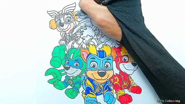 Coloring Fun Paw Patrol - Mighty Super Pups - Let's Coloring