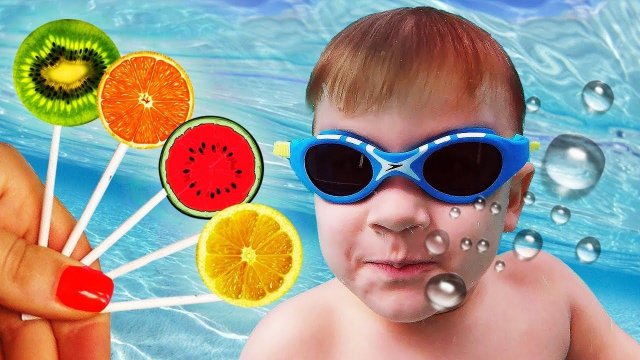Learn colors with Fruits in pool, finger family song nursery rhymes for kids
