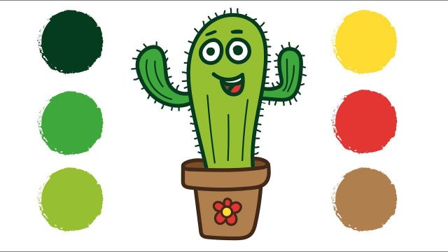 Как нарисовать КАКТУС / Раскраска КАКТУС / How to draw a CACTUS / Краски раскраски