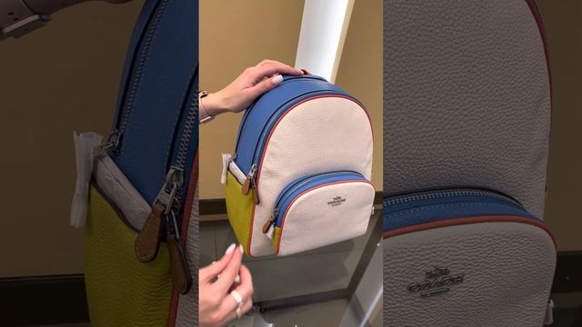 Распаковка рюкзака COACH Court Backpack In Colorblock (silver/chalk multi)