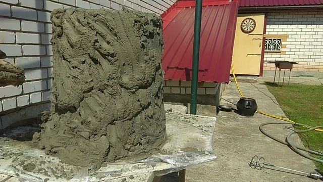 Вазон из арт-бетона "Пень-голова" своими руками