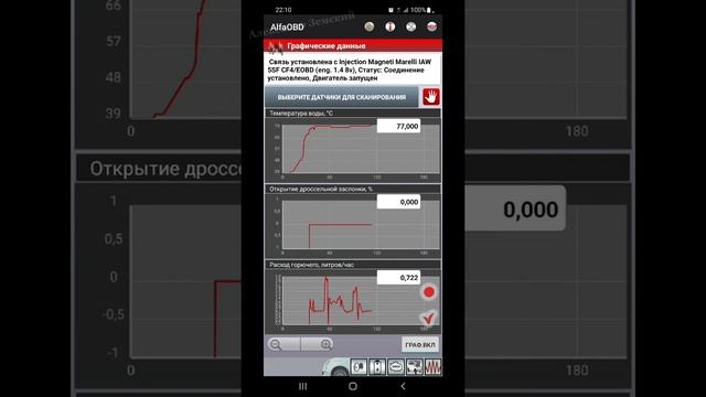 Диагностика инжектора Фиат Альбеа с Альфа ОБД AlfaOBD. Fiat Albea. Типовые параметры.