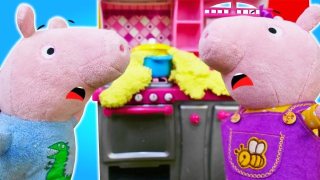 Пеппа и Джордж сварили очень много каши - что же делать? Видео игрушки Свинка Пеппа на русском языке