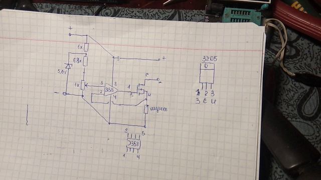 Простая схема ограничения по току на lm358.