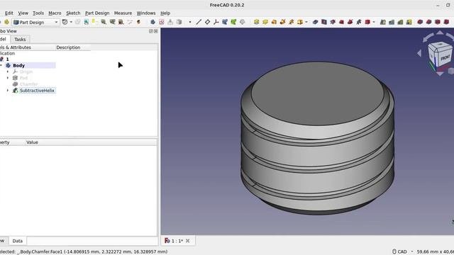 FreeCAD Двухзаходная резьба