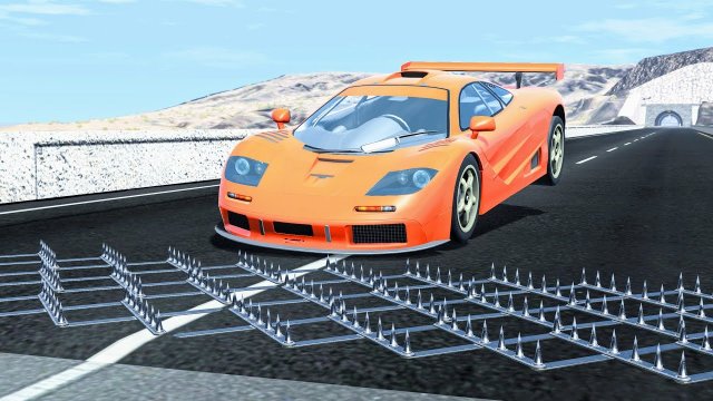 Массовые автокатастрофы с нагромождением полос с шипами #78 – BeamNG Drive