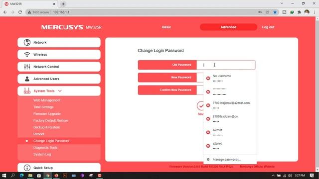 MERCUSYS Rauter login password change