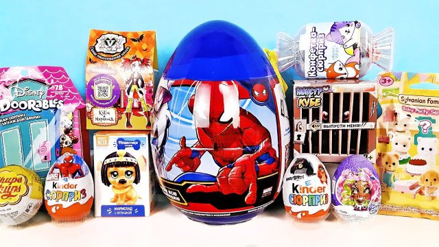СЮРПРИЗ MIX! Человек паук Marvel, Doorables Disney, Angry Birds, Царевны Unboxing Kinder Surprise