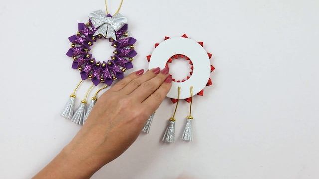 Игрушка на елку из глиттерного фоамирана | Foamiran Christmas Ornaments | DIY Christmas wreath