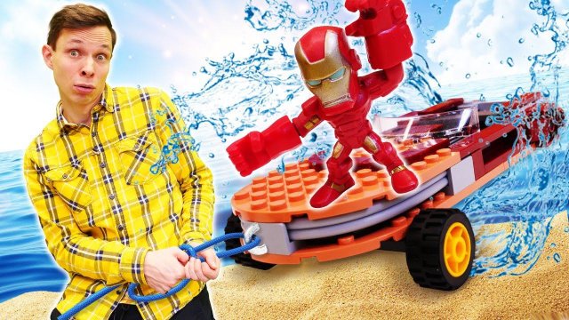 Игры гонки - Железный Человек и Фёдор прокачали Катер! - Супергерои и машинки игры для мальчиков