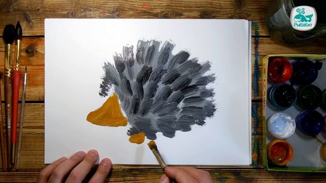 Как нарисовать ЁЖИКА красками | Простые рисунки красками | Урок рисования для детей