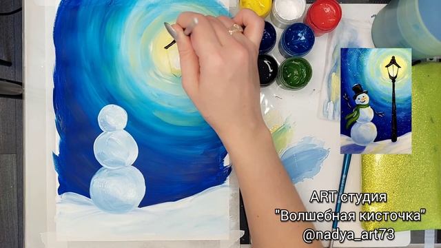 Рисуем снеговика гуашью. МК гуашь. Рисуем с детьми. #artwork #artlife #artgallery #paint #artlovers