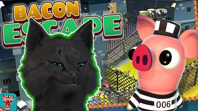 КАТАЕМСЯ НА ВАГОНЕТКЕ С ГОВОРЯЩИМ СУПЕР КОТОМ ( ИГРА для ДЕТЕЙ ) BACON ESCAPE