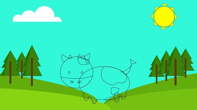 Как нарисовать КОРОВУ / Мультик раскраска КОРОВА для детей /Раскраски для детей