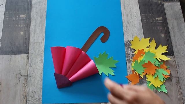 Зонтик.Поделки из бумаги. Аппликация из цветной бумаги для детей. Осенние поделки.Crafts with paper