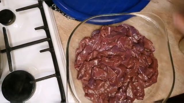 Жареная свиная печень, очень вкусно.#свинаяпечень