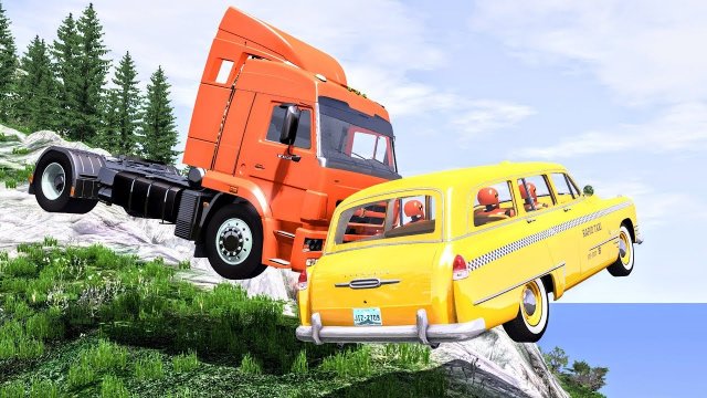 Реалистичные падения с обрыва - Аварии с приводом BeamNG