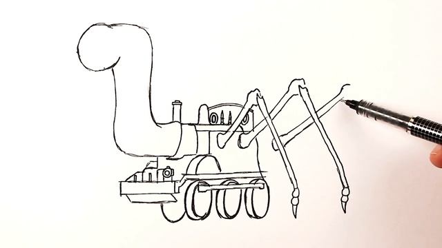 Как нарисовать Паровозик Томас Паук.EXE