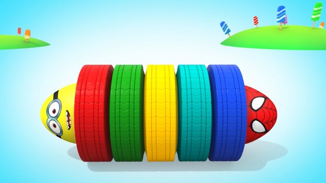 УЧИМ ЦВЕТА с Цветными Шинами и Яйцами с Сюрпризом Обучающие мультфильмы