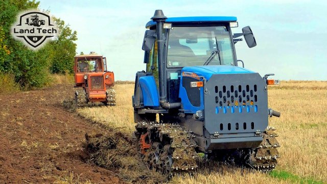 Старый ДТ-75 и новый Агромаш 90ТГ - вспашка поля на двух гусеничных тракторах!