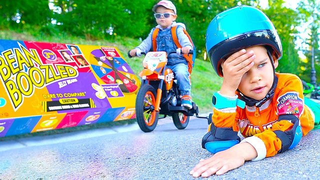 Cycling and wheel was blown away. Gleb ride on power wheels to sweets.
