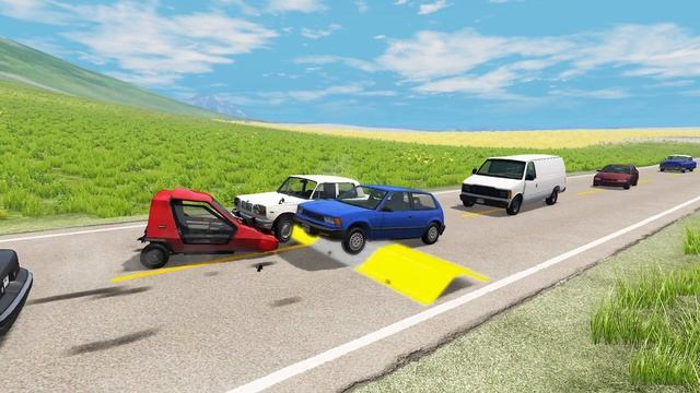30 автомобилей, грузовиков и автобусов против огромных лежачих полицейских #19