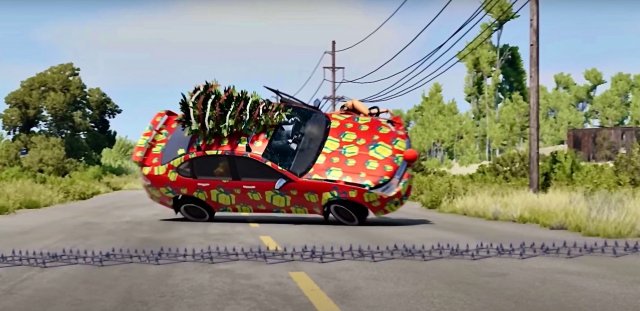 Шипы на дороге - BeamNG Drive