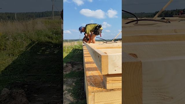 Дом 119м². Сборка первой стены.