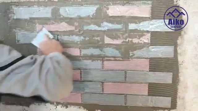 Монтаж гибкого (кирпича) клинкера на сетке с защитной пленкой