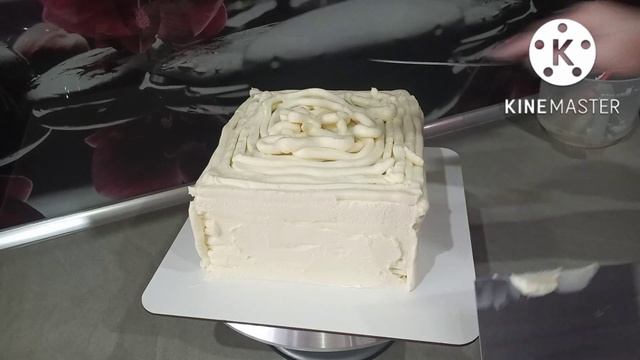 Выравнивание квадратного торта кремом Крем-чиз на масле.?