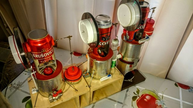 Двигатель Стирлинга из банок с низким уровнем шума