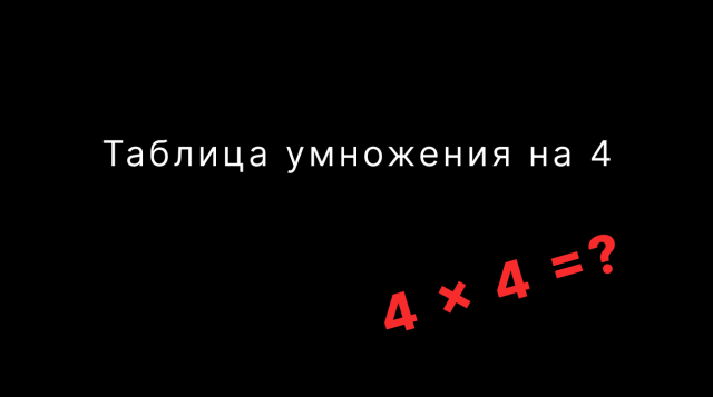 Таблица умножения на 4