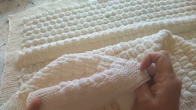 DIY   Простой детский плед в коляску. Плед спицами. МК Обзор