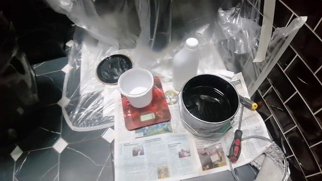 Реставрация чёрной раковины чёрным акрилом