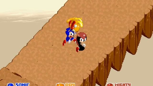 SegaSonic the Hedgehog 3 player arcade game 60fps