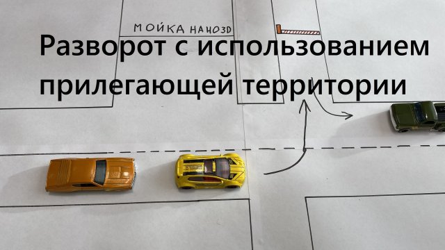 Разворот в ограниченном пространстве с использованием прилегающей территории с поворотниками экзамен
