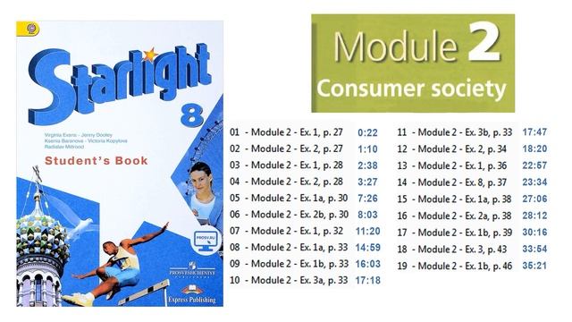 Starlight 8 класс. Student's book. Module 2. Consumer sotiety. CDs. Аудио к учебнику. Спотлайт 8 кл