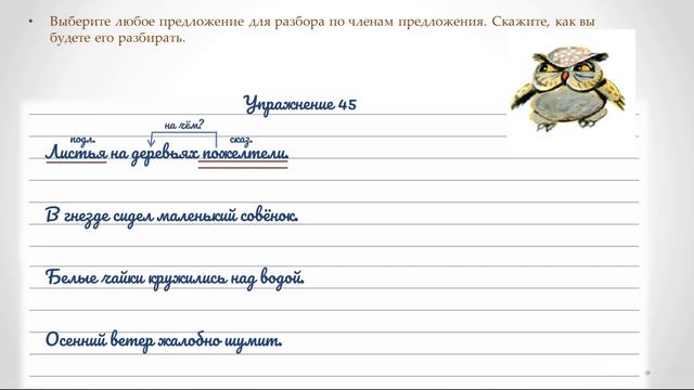 Упражнение 45 на странице 30. Русский язык 3 класс (Канакина) Часть 1.