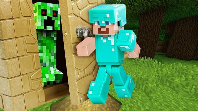 Майнкрафт видео обзор - Стив Майнкрафт Лего в замке мобов! - Игры битвы для мальчиков Minecraft Lego