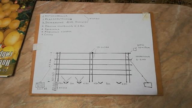 Одноплоскостная шпалера для винограда