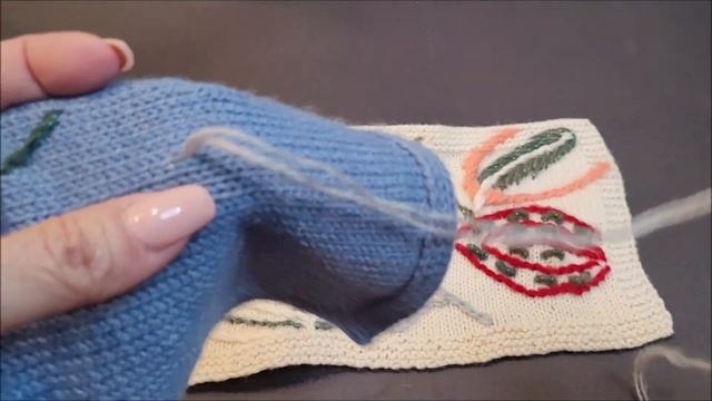 Вышивка на вязаных изделиях  Разные швы для вышивки.
