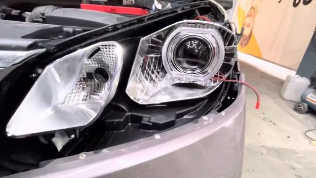 Установка светодиодной линз на кто Рио 4