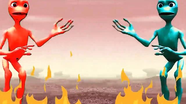 Зелёный человек танцует против зелёный человек танцует