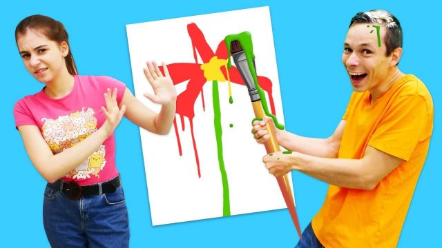 Смешное видео - Челлендж попробуй Нарисуй! Мальчики против девочек! - Весёлые игры в Вики шоу.