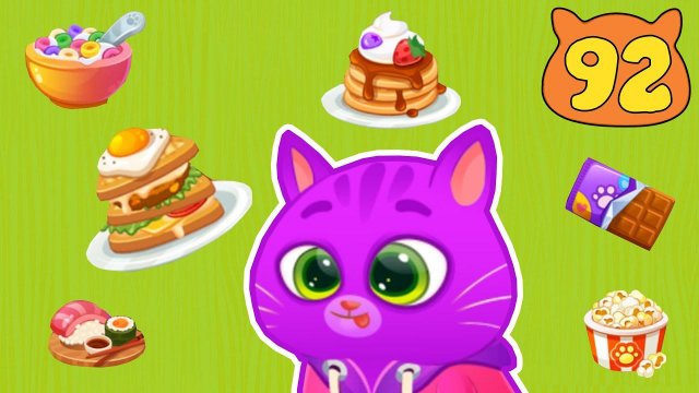 Суровый КОТИК БУБУ №92. Разноцветный кот. Новые игры и еда. Мультик ИГРА про котят на Хвостик ТВ