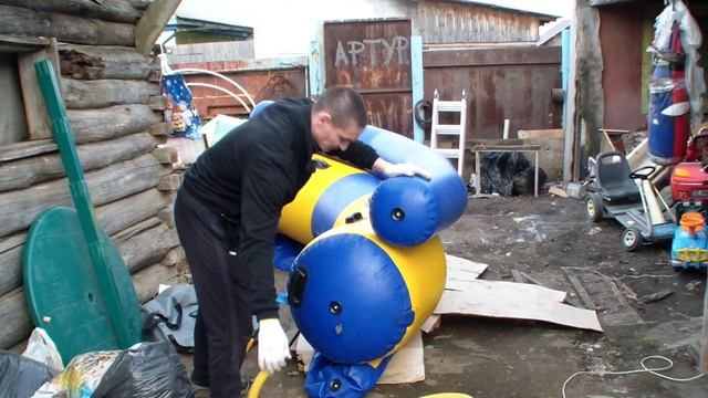 Водный надувной аттракцион б.у. водная качель, распаковка, надувание