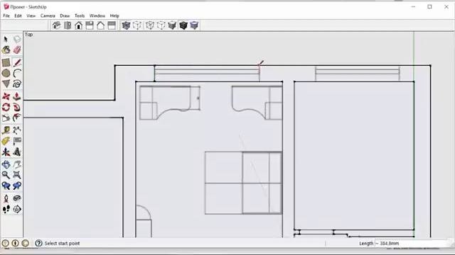 Отрисовка квартиры в SketchUp с чертежа. Работа со слоями в SketchUp.