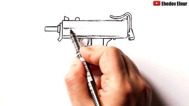 Как нарисовать Пистолет-пулемет Узи