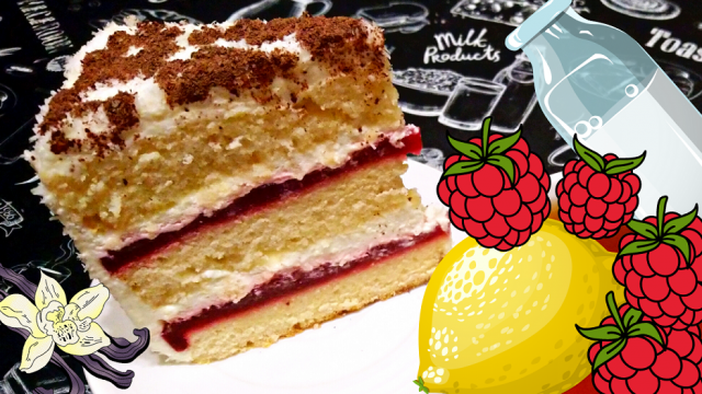 БИСКВИТНЫЙ ТОРТ С МАЛИНОВЫМ ЖЕЛЕ / Очень вкусный и нежный торт с малиной и сливочно-сметанным кремом