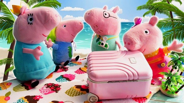 Свинка Пеппа с семьей отдыхают на пляже! Мягкие игрушки в видео для детей